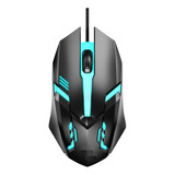 Mouse Óptico Gamer Led Iluminado Ratón Usb Alámbrico Juegos Color Negro