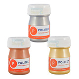 Set Pinturas Acrilica Politec Oro Plata Y Bronce Metalizada