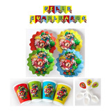 Kit Fiesta Super Mario Bros Para 12 Niños Decoracion 