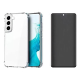 Capa Case P/ Samsung Galaxy S22 + Pelicula Fosca Privacidade Cor Transparente
