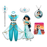  Fantasia Vestido Princesa Jasmine Infantil Luxo + Brindes