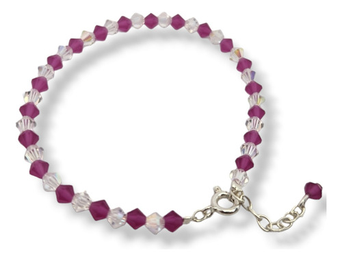 Pulsera Cristal Swarovski 4mm Color Fuchsia Matte Bicono