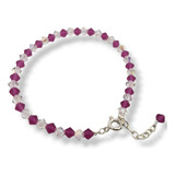 Pulsera Cristal Swarovski 4mm Color Fuchsia Matte Bicono