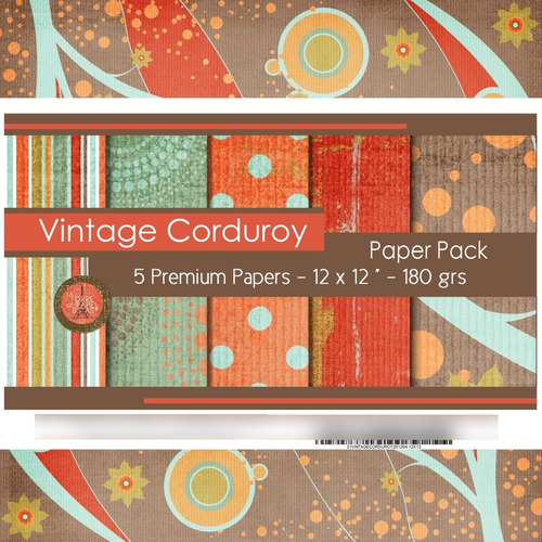 Vintage Corduroy 5 Papeles Para Scrapbooking 30x30cm