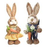 Decoração Criativa De Coelhos De Palha Com Roupas, Boneca