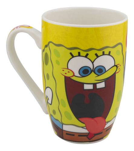 Taza Nickelodeon Bob Esponja 25 Aniversario Porcelana 500 Ml Color Amarillo