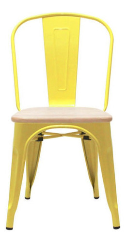 Silla De Comedor Acasa Tolix Réplica Asiento Madera Amarillo