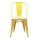 Silla De Comedor Acasa Tolix Réplica Asiento Madera Amarillo