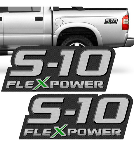 Par Adesivo Lateral S-10 Flexpower 2009 A 2011 Emblema Verde