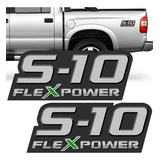 Par Adesivo Lateral S-10 Flexpower 2009 A 2011 Emblema Verde