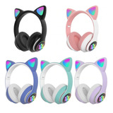 Fone De Ouvido Gatinho Bluetooth Rosa Led Feminina Infantil