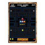 1 Cartel Metalico Letrero Juego Retro Atari Pacman 40x28 Cms