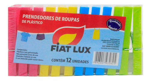 Prendedor De Roupa Fiat Lux Plástico Pacote Com 12 Unidades