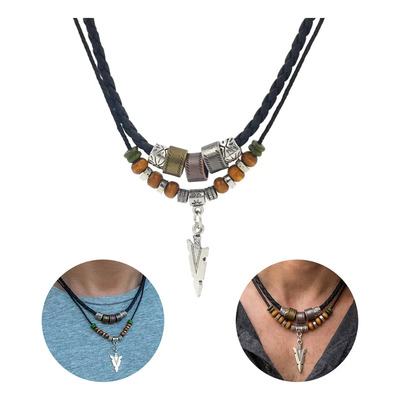 Krelvixos Collar Hombre Vikingo Dije Flecha Vikinga Estilo Nórdico Tribal Con Cuentas De Madera Y Cordón De Cuero Trenzado, Longitud Ajustable 45-70cm, Accesorio Joyeria Regalo Hombres Vintage | MercadoLibre