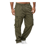 Pantalones Cargo Casual Multibolsillos Sueltos Para Hombre