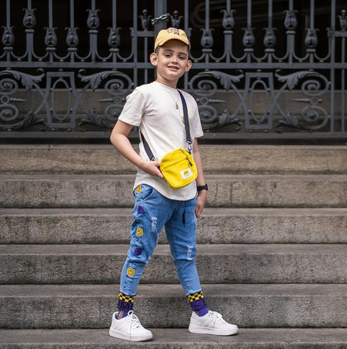 Roupa Infantil Camiseta Emoji E Calça Jeans Menino Estiloso