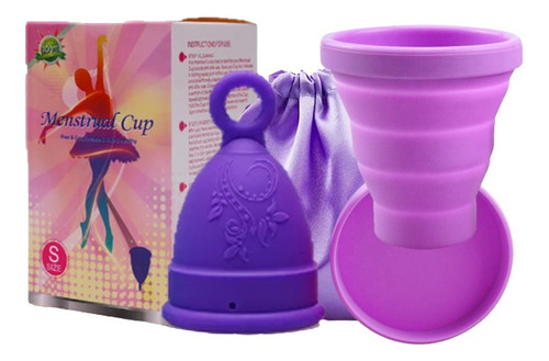 Copa Menstrual Anillo Certificada Y Vaso Esterilizador. Color Morado S
