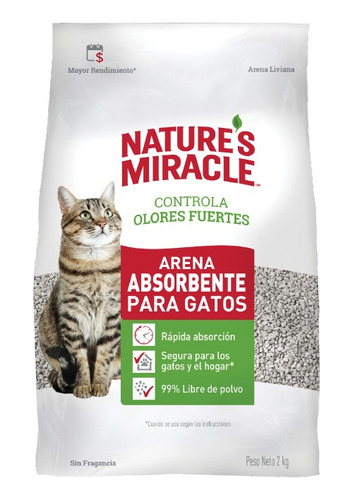 Arena Para Gatos Adsorbente De 2 Kgs. Nature's Miracle