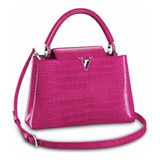 Bolsa Lv Capucines Mm Rosa Piel Genuina Tipo Charol Original