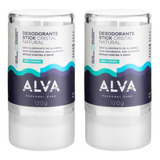 Kit Casal Desodorante Natural Cristal Stick Alva 120g