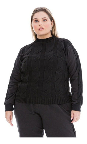 Blusa Feminina Moletom Tricô Agasalho Gola Alta Plus Size