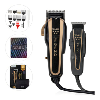 Máquina Cortadora De Cabello Wahl® Barber Combo Profesional 5 Star Con Holograma Auténtico Clipper Legend + Trimmer Hero Para Barberia Modelo 8180 Color Negro | Meses sin interés