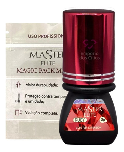 Cola Master Elite Ruby 3ml Hipoalergênico Extensão De Cílios
