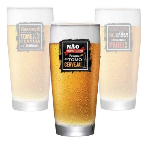 Copo Chopp Cerveja 330ml Frases Engraçada Presente Divertido Cor 01