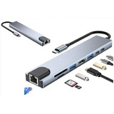 Adaptador Tipo C 8 En 1 Hub Usb 3.0 Hdmi 4k Multipuerto