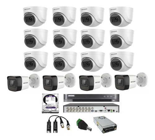 Kit Dvr 16 Ch Hikvision Acusense / 16 Cameras Full / Hd 4t