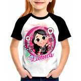 Camiseta Infantil Luluca Panda Menina Mangas Preta Youtuber.