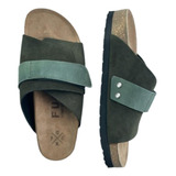 Ojotas Sandalias Tipo Birkenstock Hombre Cuero Vacuno Marron