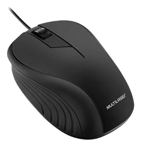 Mouse Multilaser Preto Fio Usb Emborrachado Mo222 C/1200dpi