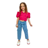 Conjunto Infantil Blogueirinha Calça Jeans E Blusa Menina