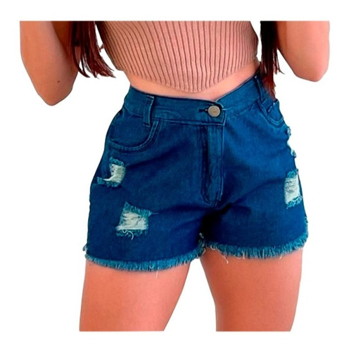 Short Jeans Feminino Cintura Alta Hot Pants Top