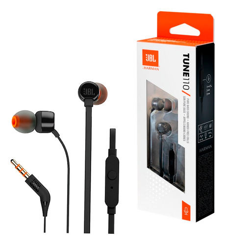 Audifono Jbl Tune110 Pure Bass In-ear Jack 3.5mm Manos Libre