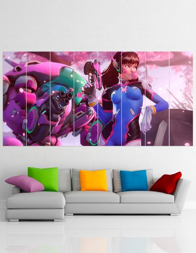 Cuadro Poliptico D.va Overwatch Videojuego Art Xxl 192x100cm