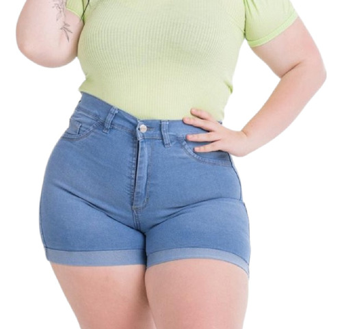 Short Jean Calce Perfecto Tiro Alto Talles Grandes Mujer