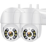 Kit 2 Câmera Ip Wifi Auto Traking Rotativa A8 App Yoosee Fhd Cor Branco