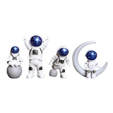 4 Piezas Estatua De Astronauta Modelo Figura Ornamento .