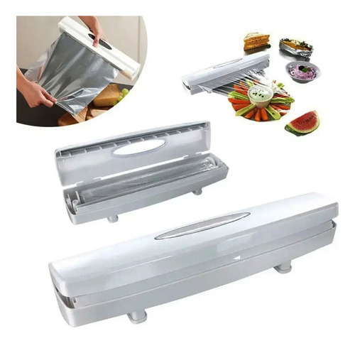 Porta Rollo De Meda Aluminio Film Dispenser Cocina Con Corte
