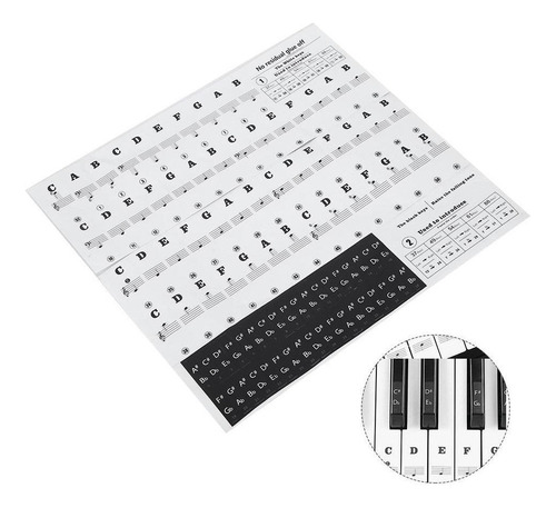 Adesivos De Piano, Partitura De Teclado Em Pvc Preto E Númer