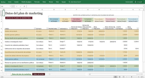 Excel Proyecto De Marketing