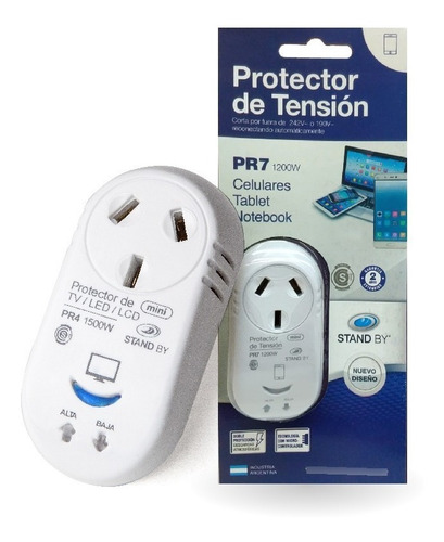 Protector De Tensión  Pr7 Notebook Tablets Celulares 1500 W