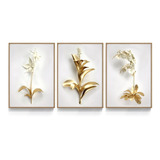 Quadro Decorativo Dourado Floral 3d Quarto Casal Sala Grande