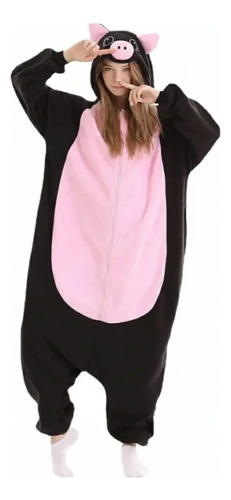 Pijama Mamelucos Kigurumi Puerquito Negro Disfraz Adulto