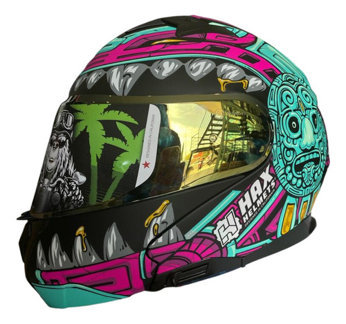 Casco Amatista Jaguar Aqua/rosa Mate L Hax