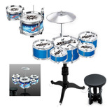 Bateria Musical Infantil Completa Estilo Profissional Azul