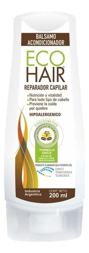 Acondicionador Ecohair Bálsamo Reparador En Botella De 200ml Por 1 Unidad