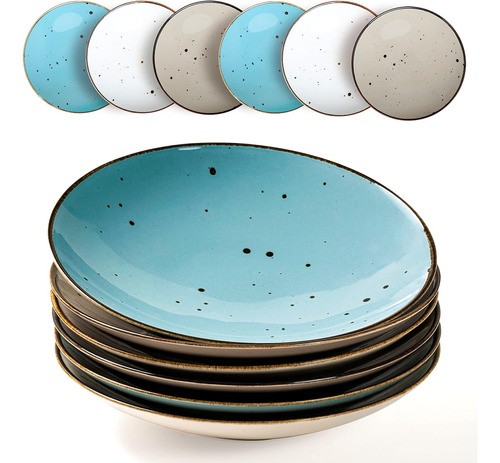 Platos Vajilla Set Porcelana 6 Piezas 20.32 Cm Ensal 2436643